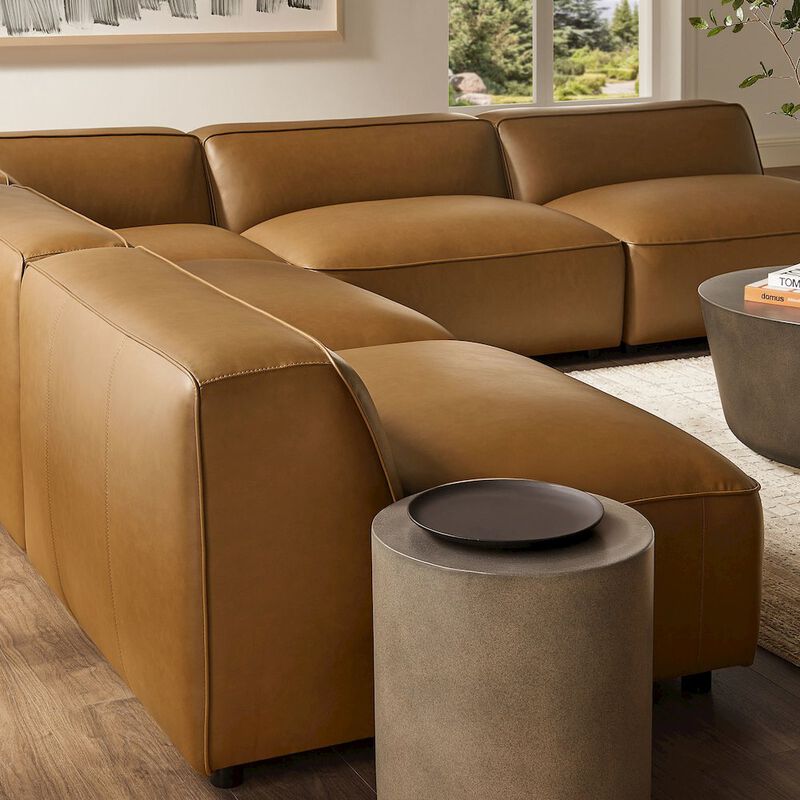 Auren 5-Piece Upholstered Armless L-Shaped Vegan Leather Modular Sofa image number 6