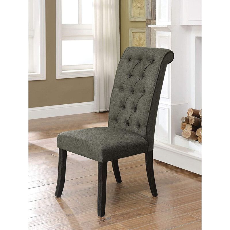 Streamdale Gray Fabric Tufted Dining Chairs Set