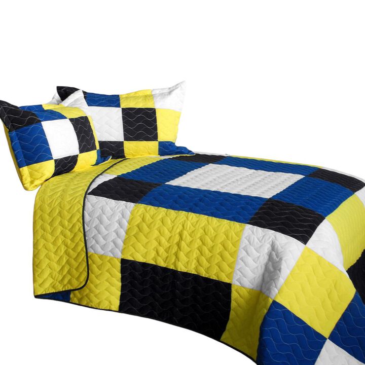 Eternal Passion Patchwork Geometric Quilt Set Soft Vermicelli Quilted Bedding