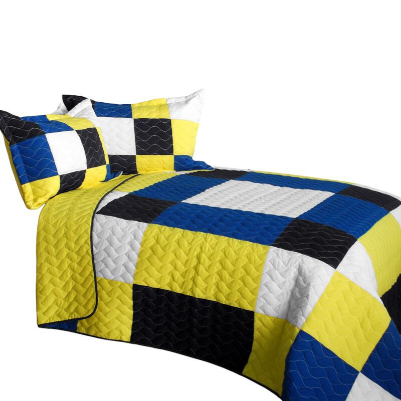 Eternal Passion Patchwork Geometric Quilt Set Soft Vermicelli Quilted Bedding image number 1