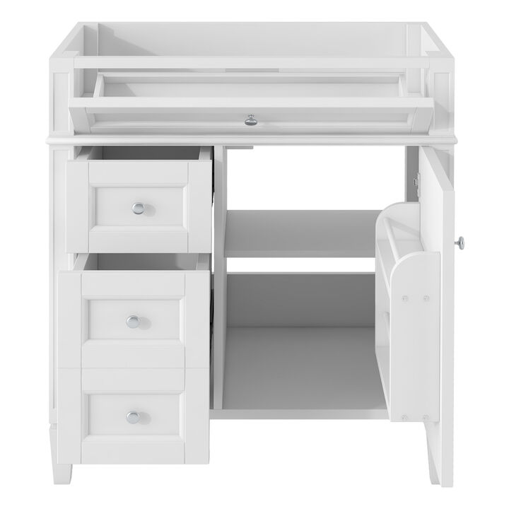 ELEMENT ACE 30 Inch Freestanding Bathroom Vanity Without Top Sink, Sturdy Bathroom Storage Cabinet with Multiple Drawers and Adjustable Shelf for Bathroom Organization