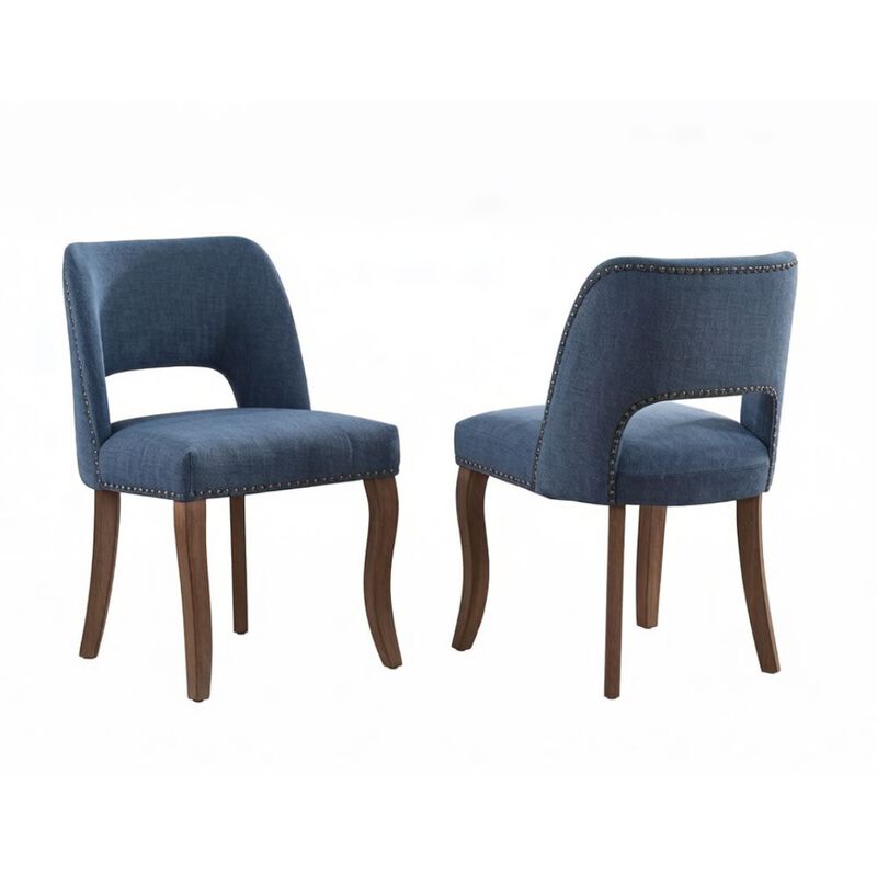 GOODSILO Modern Fabric Upholstered Dining Chairs Set of 2 with Curved Backrest and Solid Wood Legs for Comfortable Seating in Dining Spaces image number 0