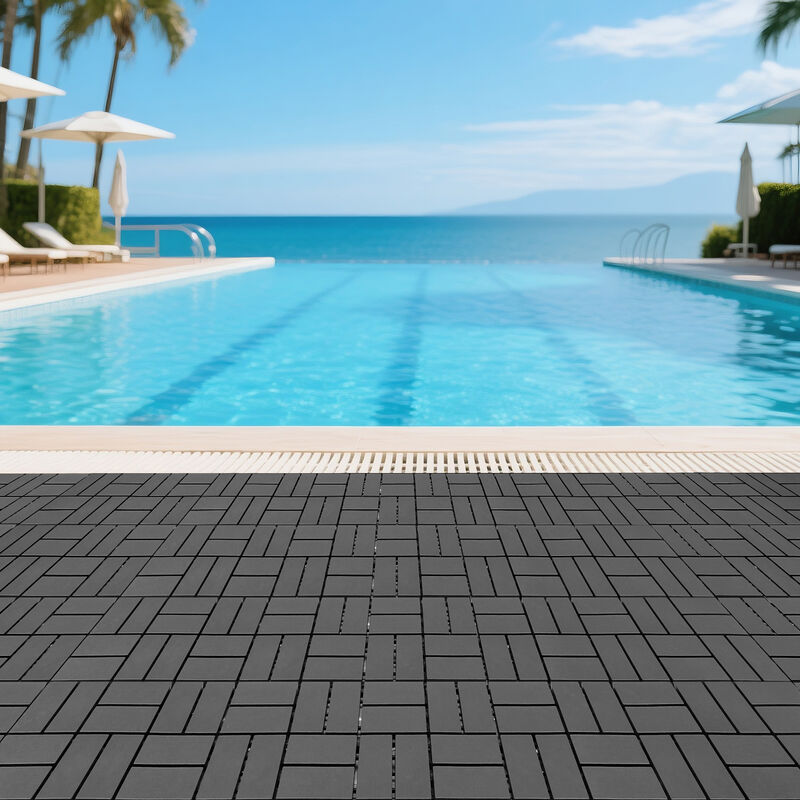 44 Pcs Plastic Interlocking Patio Deck Tiles,Outdoor Flooring, Waterproof for All-Weather Use image number 6