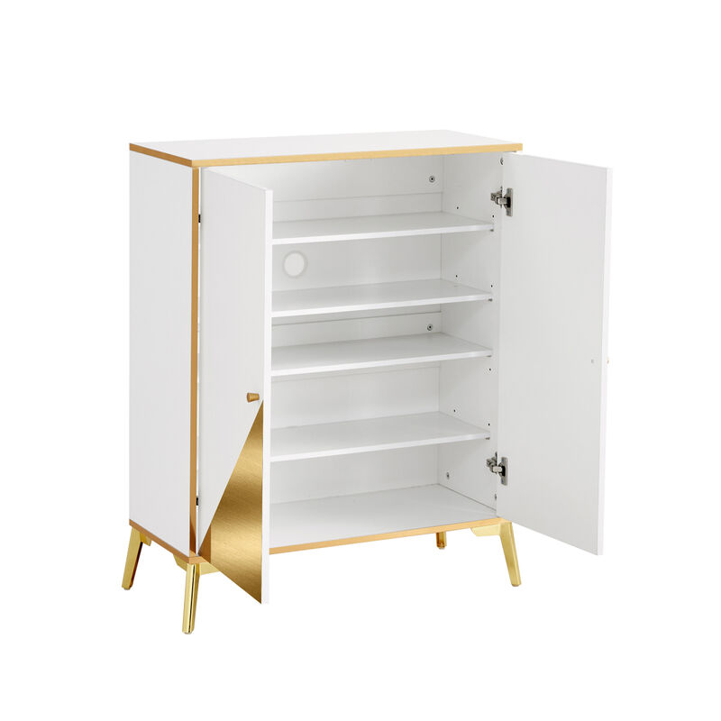 Buffet Sideboard Storage Cabinet, Buffet Server Console Table, shoe cabinet Accent Cabinet, for Dining Room, Living Room, Kitchen, Hallway GOLD +WHITE 1pcs image number 5