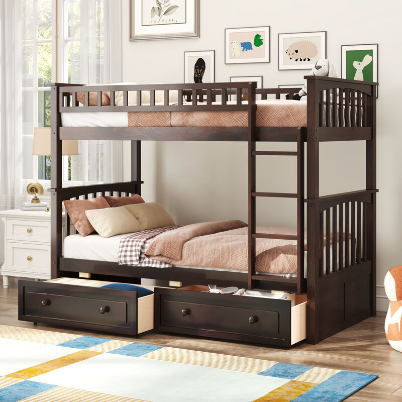 Merax Convertible Bunk Bed with 2 Drawers