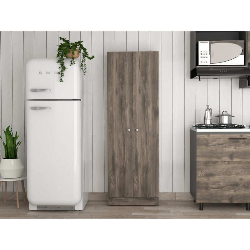 Buxton Rectangle 2-Door Storage Tall Cabinet Dark Brown and Black Wengue