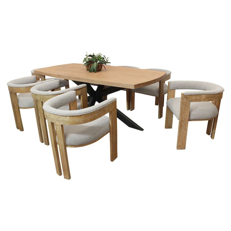 Logan 82 Dining Table with 8 Trish Silver Arm Chairs