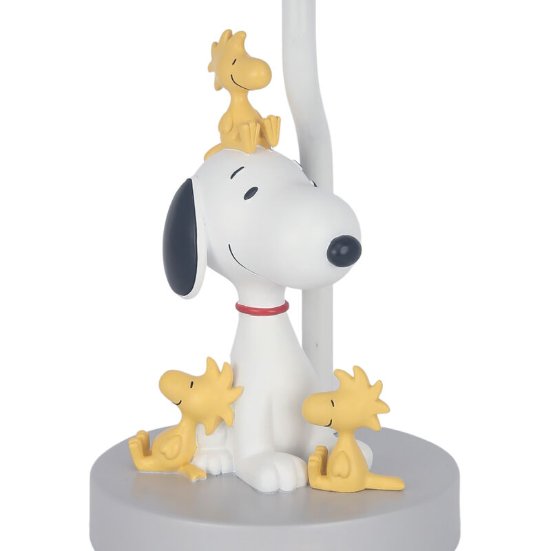 Lambs & Ivy Classic Snoopy & Friends White/Gray Nursery Lamp with Shade & Bulb