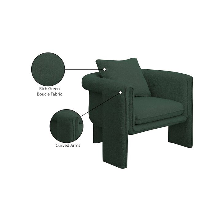 Meridian Furniture Stylus Green Boucle Fabric Accent Chair
