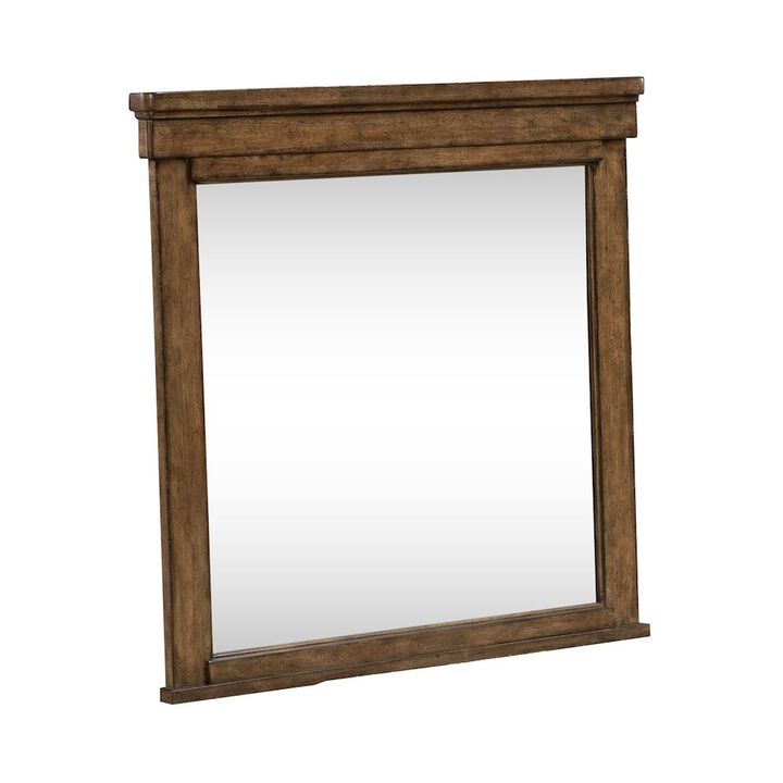 Liberty Furniture Carolina Park Mirror Transitional Wood Framed 42" x 40" - Amber Brown