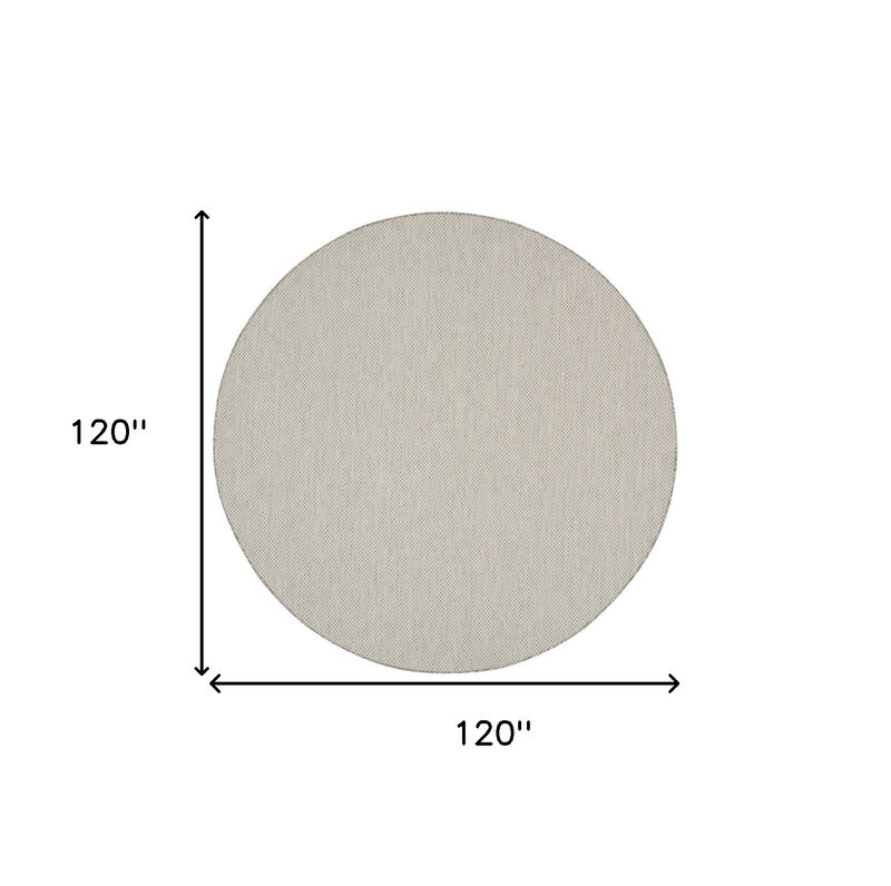 HomeRoots 10' Ivory And Gray Round Geometric Indoor Outdoor Area Rug image number 4