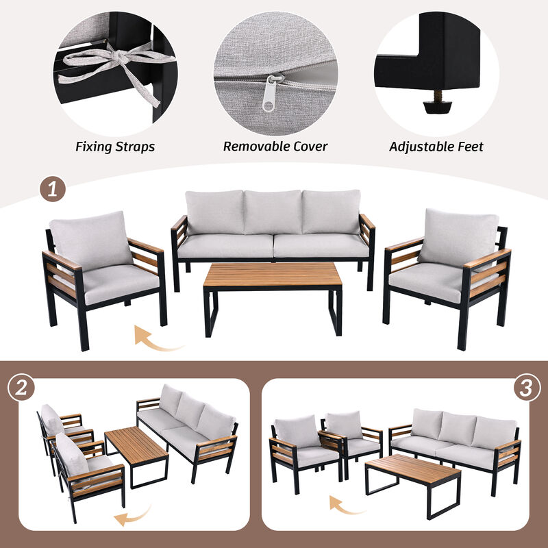 Merax Outdoor Patio Conversation Set Sofa Set for 5 People image number 3