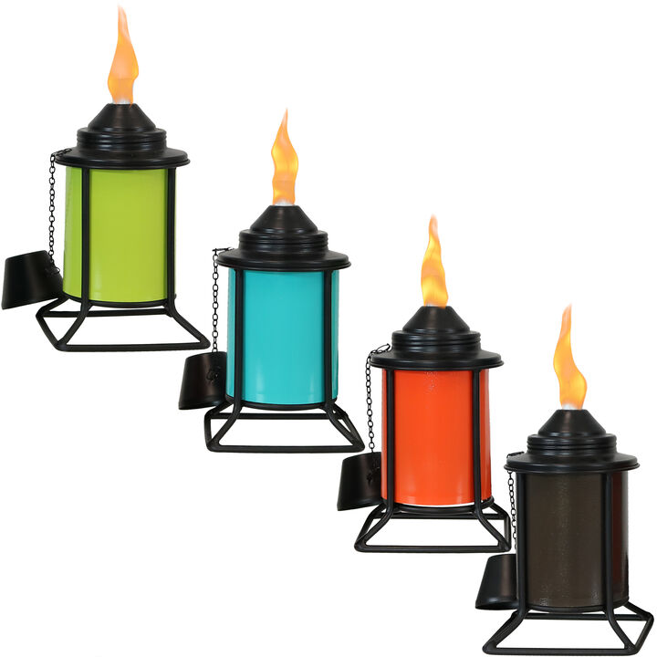 Sunnydaze Metal Square Outdoor Tabletop Torches - Multi - Set of 4