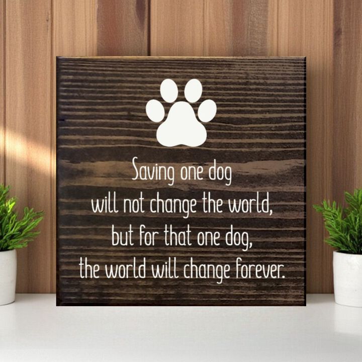 Inspirational Dog Rescue Wall Decor Wooden Sign for Pet Lovers