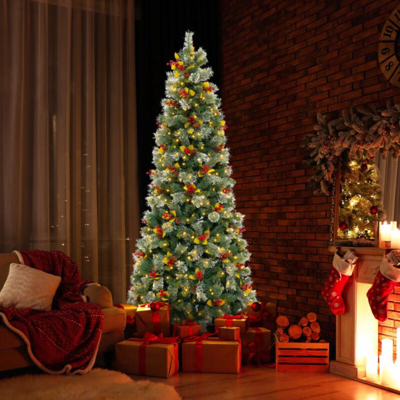 Hivvago Pre-Lit Artificial Christmas Tree with PVC and Pine Needles