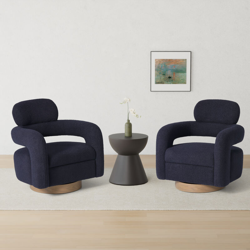 WestinTrends Mid-Century Modern Sherpa Swivel Barrel Accent Chair (Set of 2)