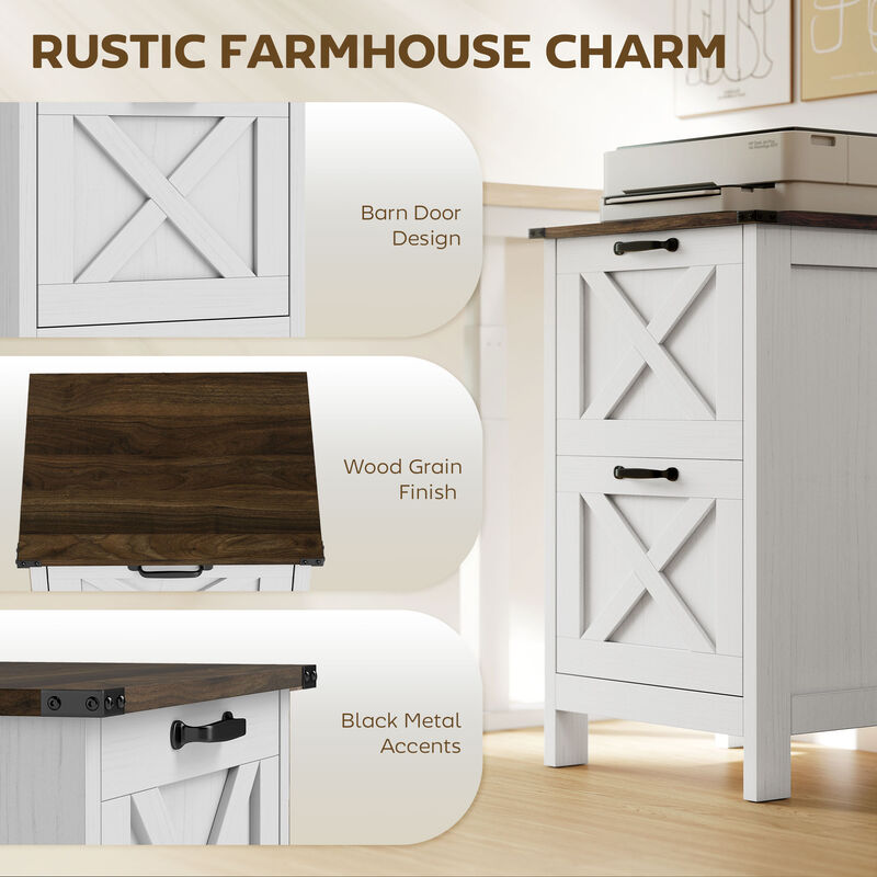 Hivvago Rustic 2-Drawer Vertical Filing Cabinet for Home or Office image number 3