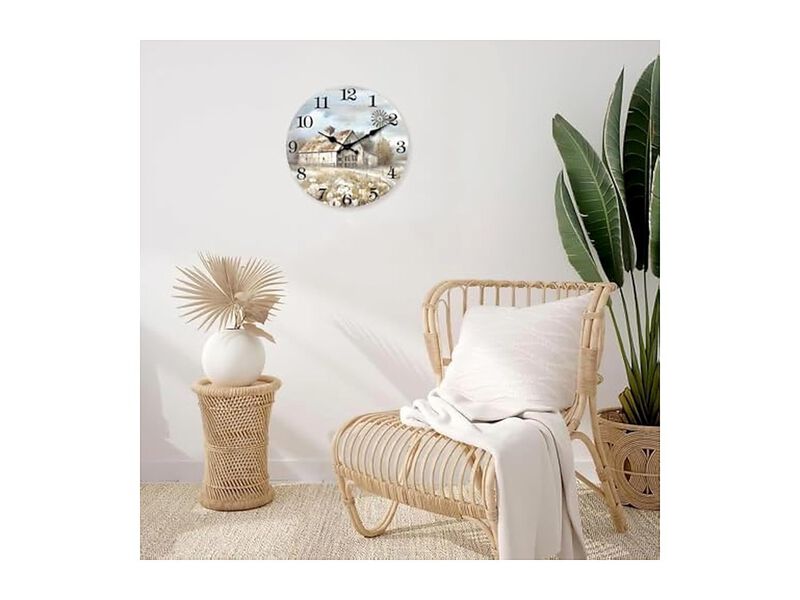 Farmhouse Wooden Rustic Windmill Barn Wall Clock 14 Inch Silent Non Ticking Wood image number 3