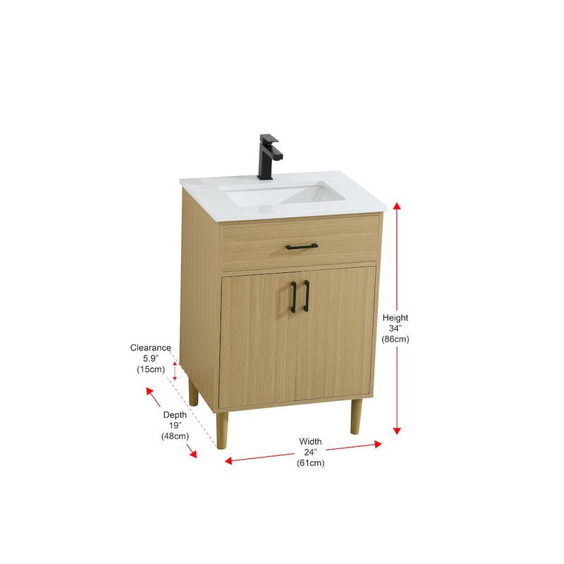 Elegant Kitchen and Bath Chandler 24 Inch Single Bathroom Vanity In Honey Brown