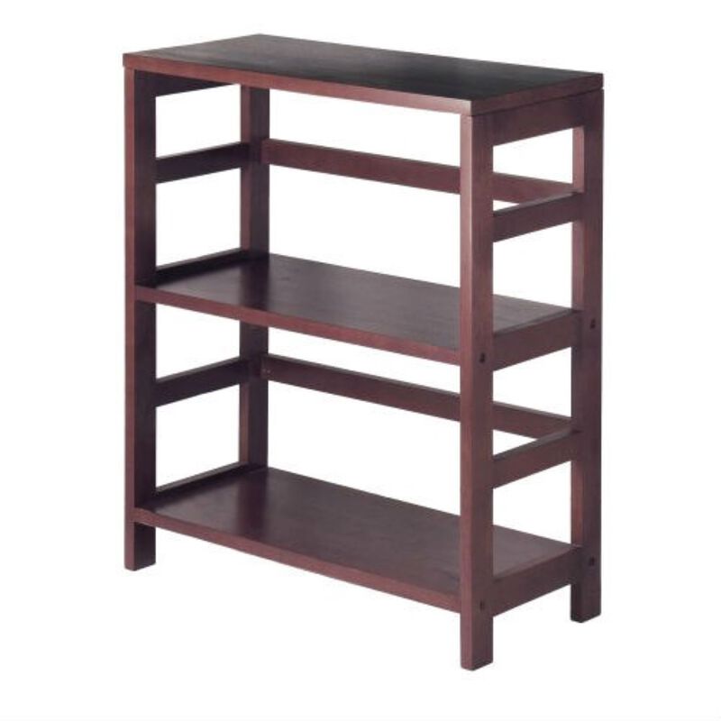 Hivvago Contemporary 3-Tier Bookcase Storage Shelf in Espresso Wood Finish