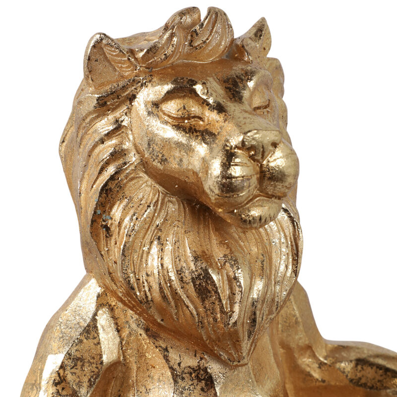 Resin 7" Yoga Lion, Gold image number 4