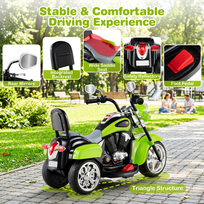 6V Toddler Electric Ride-On Bike with 3 Wheels, Horn and Front Headlight image number 6