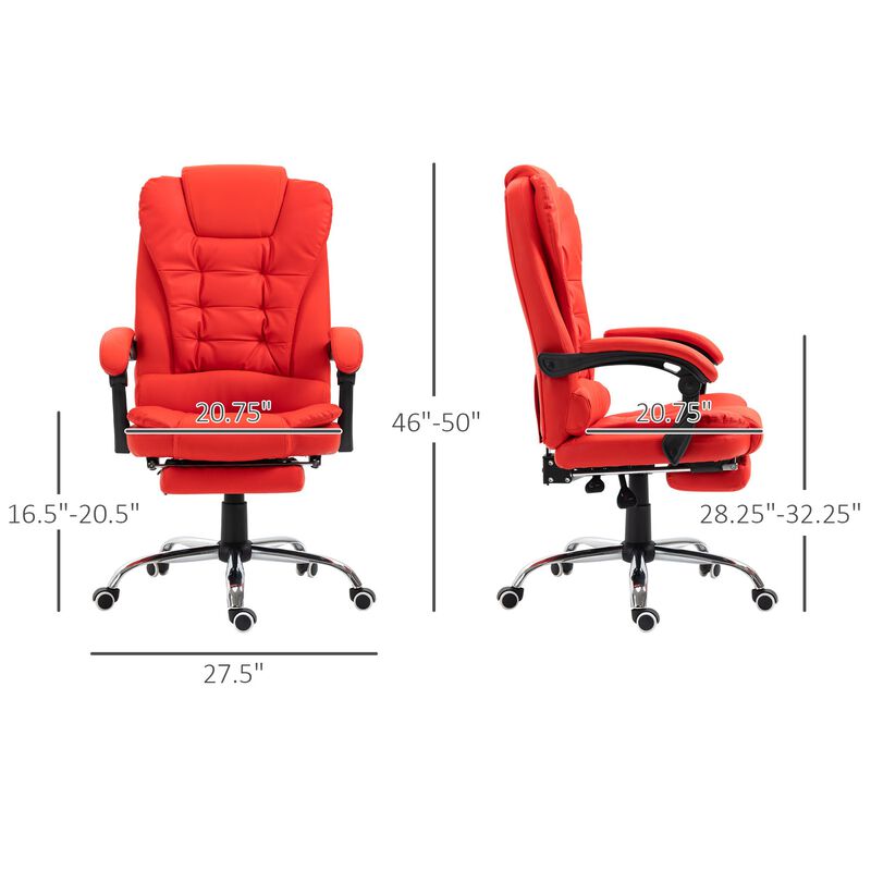 Red Executive Chair: High Back PU Leather Office Chair with Footrest image number 2
