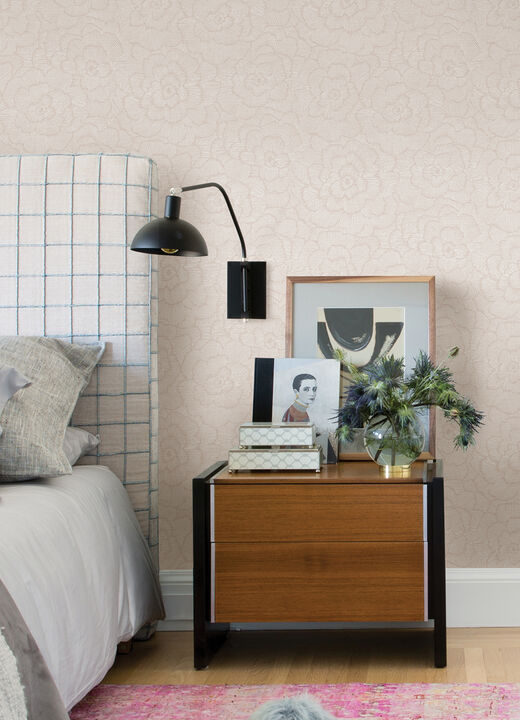 Periwinkle Pink Textured Floral Wallpaper (Set of 2)