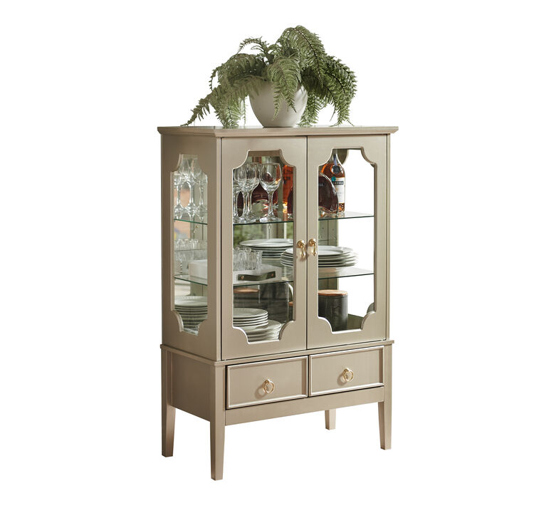 Kings Brand Furniture - Curio Accent Storage Cabinet with Doors, Glass Shelves & Drawers - Sideboard Buffet Display Cabinet for Living Room Dining Room Kitchen