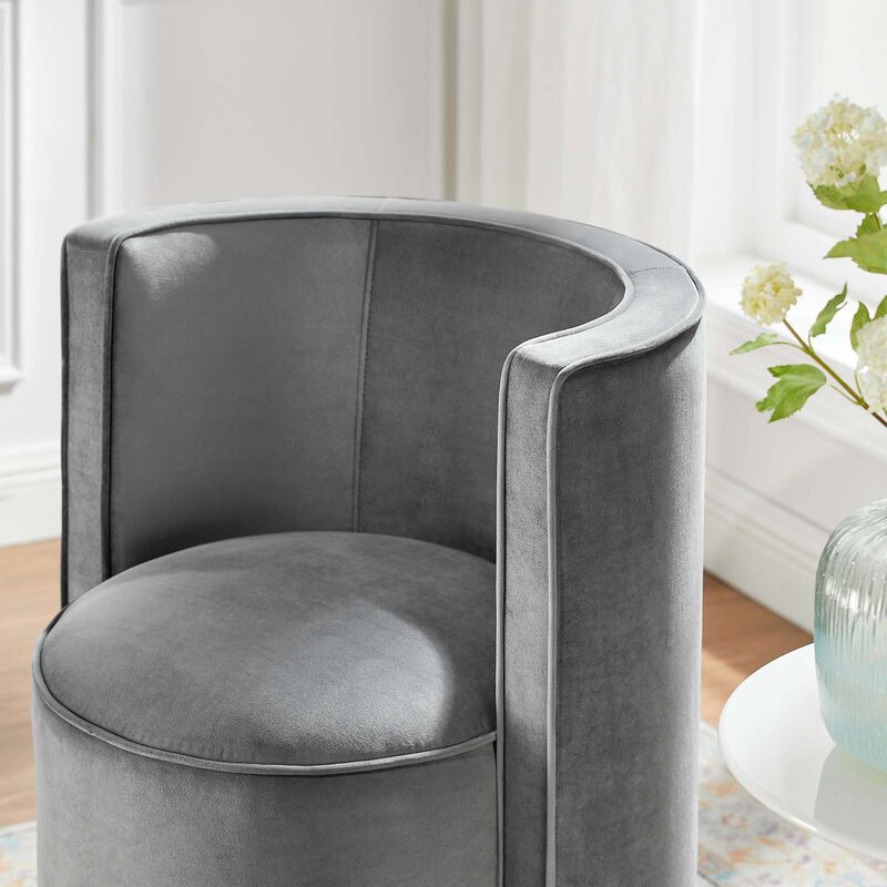 Della Performance Velvet Fabric Swivel Chair image number 1
