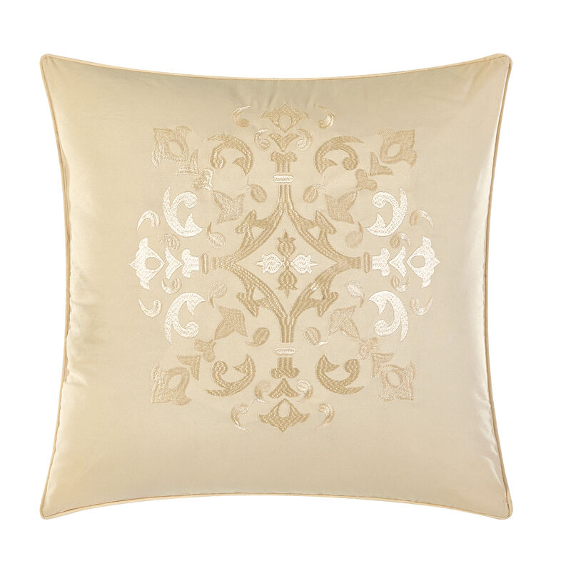 Chic Home Ahtisa Comforter Set Jacquard Floral Applique Design Bed in a Bag Sand, Queen image number 5