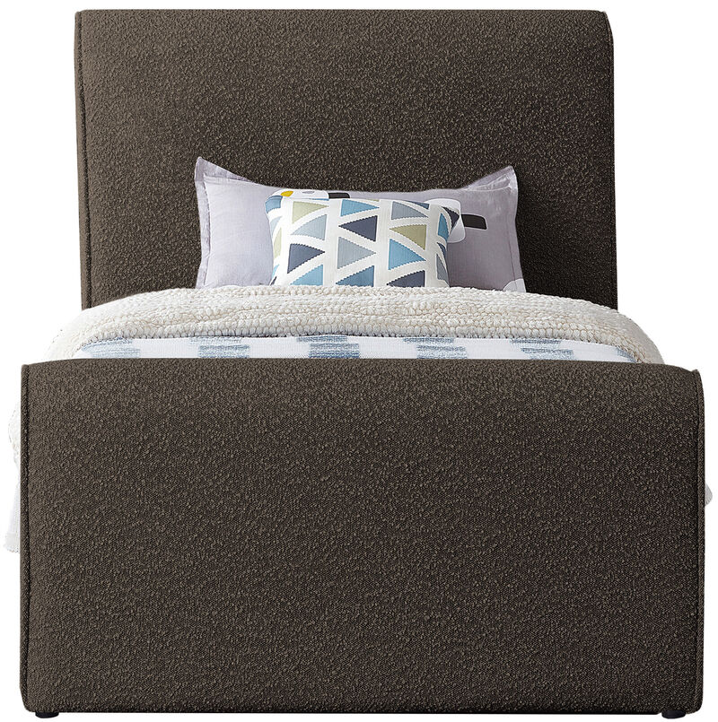 Meridian Furniture Stylus Brown Boucle Fabric Twin Bed image number 2