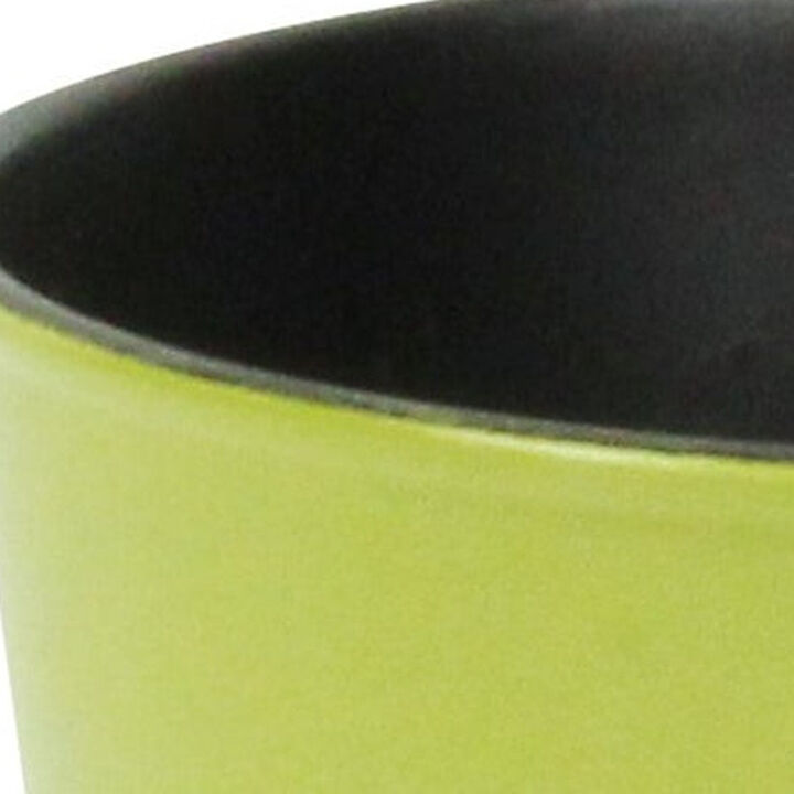 HomeRoots 5" Lime Green Recycled Plastic Indoor Outdoor Round Pot Planter