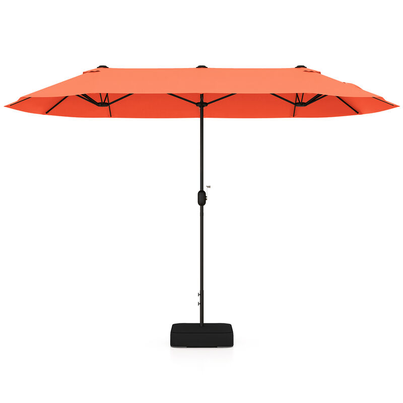 Double-Sided Patio Twin Table Umbrella with Crank Handle