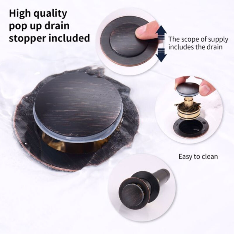 Classic Oil Rubbed Bronze 2-Handle Bathroom Vanity Faucet with Pop-Up Drain & Supply Hoses