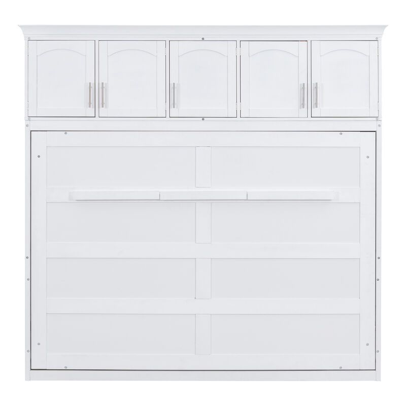 Whisen Modern Design Queen Size Murphy Bed, Folded into a Cabinet with Top Cabinets