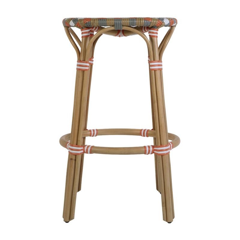 Butler Specialty Ballito 30 in. Seat Height Oval Rattan Bar Stool with Footrest, Yellow and Brown image number 4