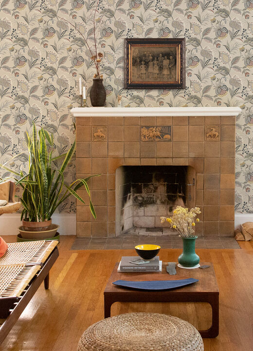 Bohemian Grey Jacobean Wallpaper