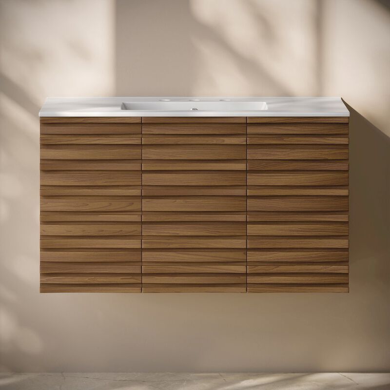 36" Wall-Mounted Bathroom Vanity with 3-Hole Widespread Sink Top image number 4