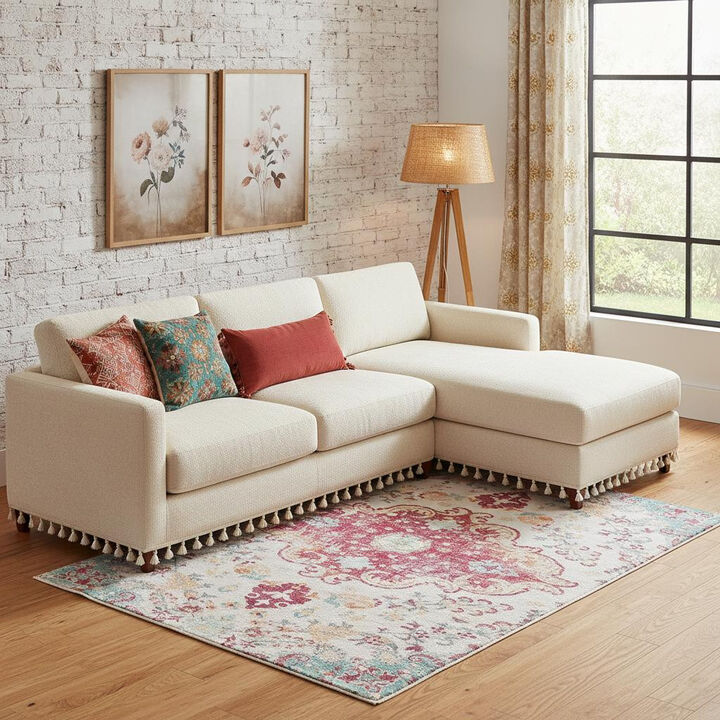 HomeRoots Medallion Washable Area Rug
