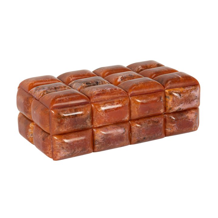 Marbled Resin Studded Box, Amber