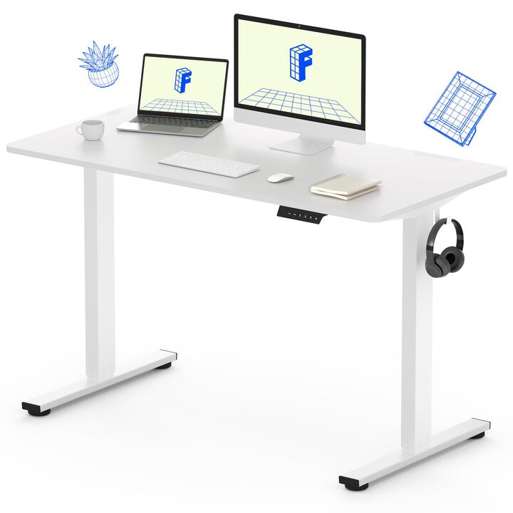 FLEXISPOT EN1 Whole-Piece Standing Desk 48 x 30 inches Electric Height Adjustable Desk Home Office Table Stand Up Desk Leg w/Aut