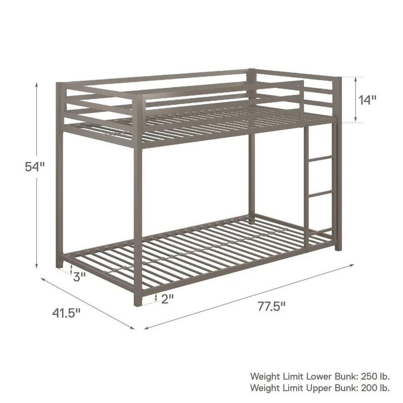 Hivvago Twin over Twin size Modern Low Height Blue Metal Bunk Bed image number 3