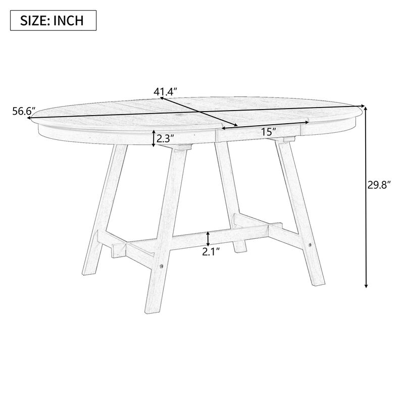 Wood Dining Table Round Extendable Dining Table for Dining Room (Gray)