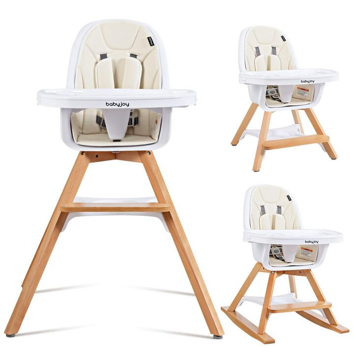 3-in-1 Convertible Wooden Baby High Chair