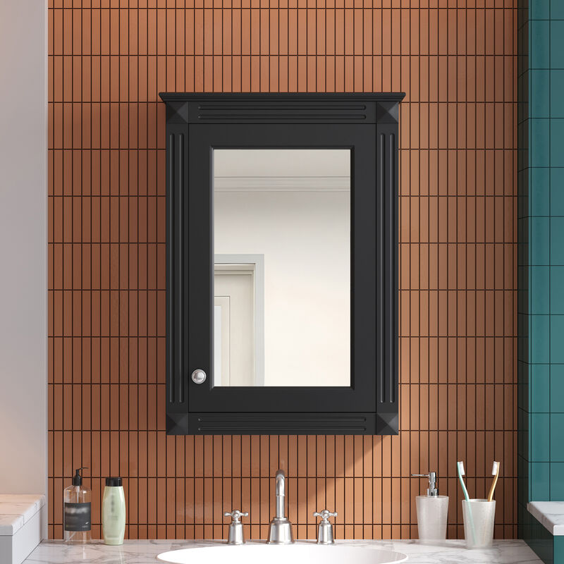 ELEMENT ACE 20 Inch Wall Mounted Bathroom Storage Cabinet with Mirror and Adjustable Shelves - Modern Space Saving Medicine Cabinet image number 1
