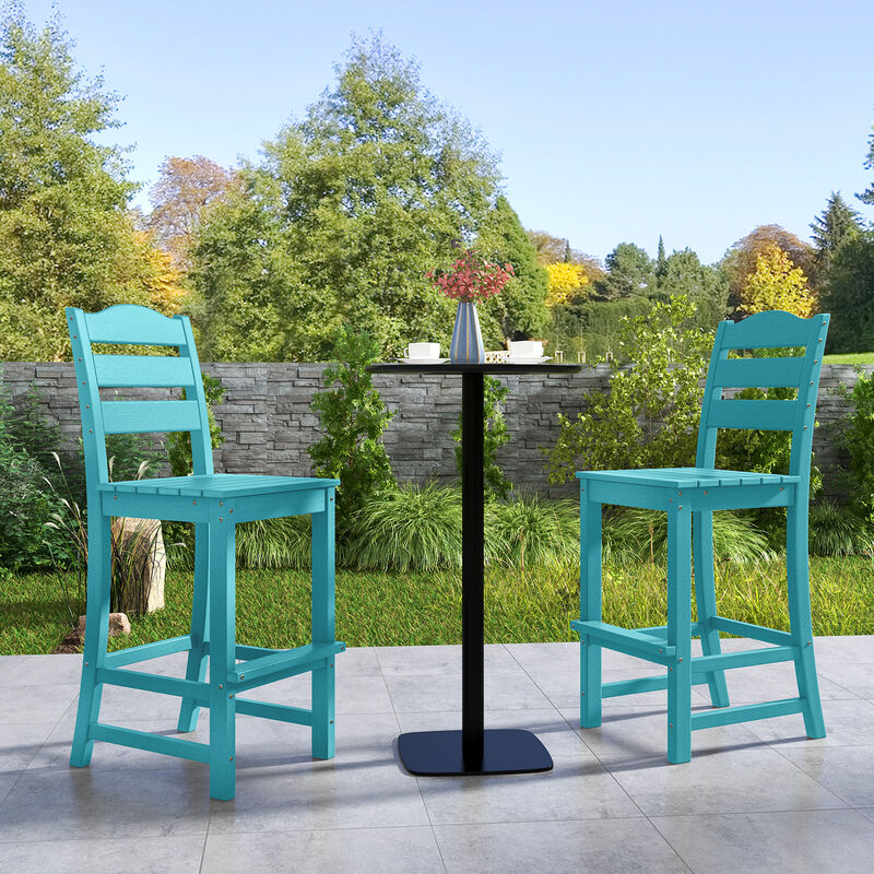 Counter Height HDPE Bar Stool with Backrest and Footrest