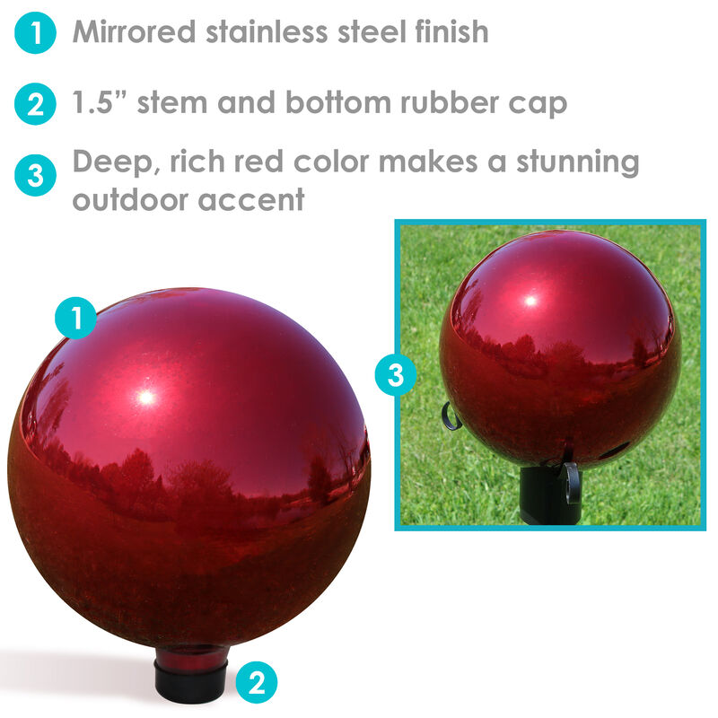 Sunnydaze 10" Mirrored Glass Stainless Steel Gazing Globe