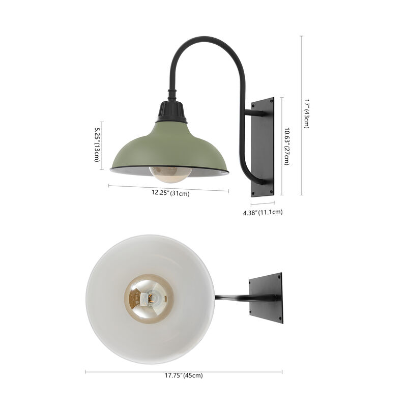 Stanley Farmhouse Industrial Indoor/Outdoor Iron LED Gooseneck Arm Outdoor Sconce