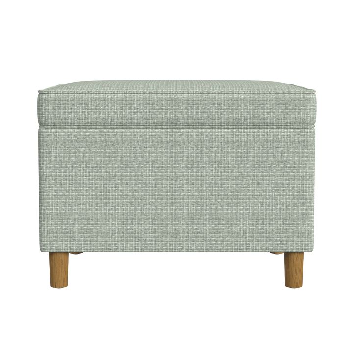 Fero Storage Ottoman, 24 Inch Rectangular Hinged Lid, Sage Green Woven